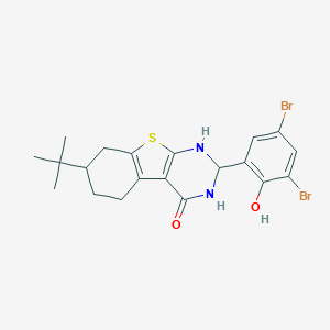 molecular formula C20H22Br2N2O2S B342720 7-tert-butyl-2-(3,5-dibromo-2-hydroxyphenyl)-2,3,5,6,7,8-hexahydro[1]benzothieno[2,3-d]pyrimidin-4(1H)-one 