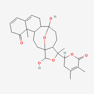 molecular formula C28H36O7 B3427222 18-(4,5-Dimethyl-6-oxo-2,3-dihydropyran-2-yl)-14,20-dihydroxy-5,18-dimethyl-19,21-dioxapentacyclo[12.6.1.01,17.04,13.05,10]henicosa-8,10-dien-6-one CAS No. 57485-60-6