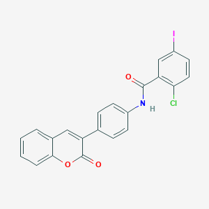 molecular formula C22H13ClINO3 B342726 2-chloro-5-iodo-N-[4-(2-oxo-2H-chromen-3-yl)phenyl]benzamide 