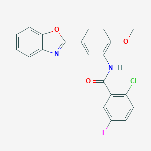 molecular formula C21H14ClIN2O3 B342728 N-[5-(1,3-benzoxazol-2-yl)-2-methoxyphenyl]-2-chloro-5-iodobenzamide 