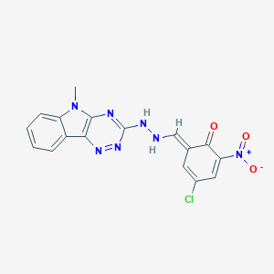 molecular formula C17H12ClN7O3 B342734 (6E)-4-chloro-6-[[2-(5-methyl-[1,2,4]triazino[5,6-b]indol-3-yl)hydrazinyl]methylidene]-2-nitrocyclohexa-2,4-dien-1-one 
