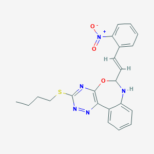 molecular formula C22H21N5O3S B342737 3-(Butylsulfanyl)-6-(2-{2-nitrophenyl}vinyl)-6,7-dihydro[1,2,4]triazino[5,6-d][3,1]benzoxazepine 