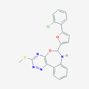 molecular formula C21H15ClN4O2S B342739 6-[5-(2-Chlorophenyl)-2-furyl]-3-(methylthio)-6,7-dihydro[1,2,4]triazino[5,6-d][3,1]benzoxazepine 