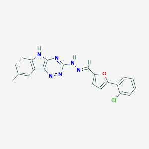 molecular formula C21H15ClN6O B342740 5-(2-chlorophenyl)-2-furaldehyde (8-methyl-5H-[1,2,4]triazino[5,6-b]indol-3-yl)hydrazone 