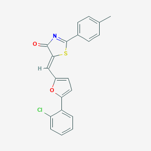 molecular formula C21H14ClNO2S B342741 5-{[5-(2-chlorophenyl)-2-furyl]methylene}-2-(4-methylphenyl)-1,3-thiazol-4(5H)-one 