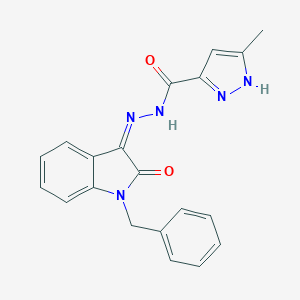 N-[(Z)-(1-benzyl-2-oxoindol-3-ylidene)amino]-5-methyl-1H-pyrazole-3-carboxamide