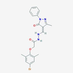molecular formula C21H21BrN4O3 B342748 2-(4-bromo-2,6-dimethylphenoxy)-N'-[(Z)-(3-methyl-5-oxo-1-phenylpyrazol-4-ylidene)methyl]acetohydrazide 