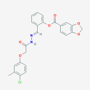 molecular formula C24H19ClN2O6 B342749 2-[(E)-{2-[(4-chloro-3-methylphenoxy)acetyl]hydrazinylidene}methyl]phenyl 1,3-benzodioxole-5-carboxylate 