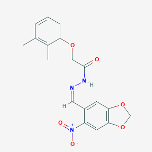 molecular formula C18H17N3O6 B342752 2-(2,3-dimethylphenoxy)-N'-({6-nitro-1,3-benzodioxol-5-yl}methylene)acetohydrazide 