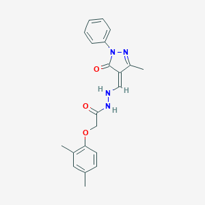 molecular formula C21H22N4O3 B342753 2-(2,4-dimethylphenoxy)-N'-[(Z)-(3-methyl-5-oxo-1-phenylpyrazol-4-ylidene)methyl]acetohydrazide 