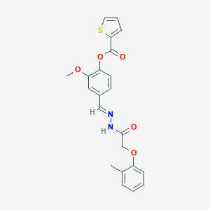 molecular formula C22H20N2O5S B342755 2-methoxy-4-[(E)-{2-[(2-methylphenoxy)acetyl]hydrazinylidene}methyl]phenyl thiophene-2-carboxylate 