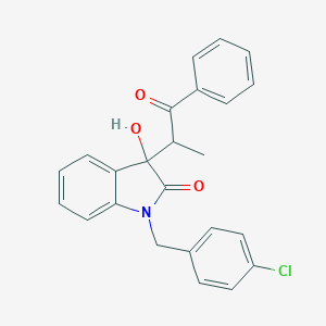 molecular formula C24H20ClNO3 B342773 1-(4-chlorobenzyl)-3-hydroxy-3-(1-oxo-1-phenylpropan-2-yl)-1,3-dihydro-2H-indol-2-one 