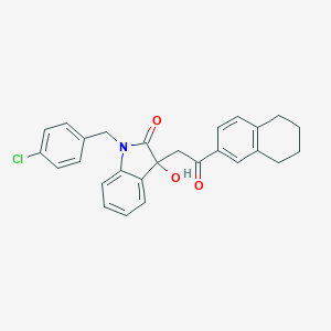 molecular formula C27H24ClNO3 B342782 1-(4-chlorobenzyl)-3-hydroxy-3-[2-oxo-2-(5,6,7,8-tetrahydronaphthalen-2-yl)ethyl]-1,3-dihydro-2H-indol-2-one 