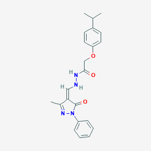N'-[(Z)-(3-methyl-5-oxo-1-phenylpyrazol-4-ylidene)methyl]-2-(4-propan-2-ylphenoxy)acetohydrazide