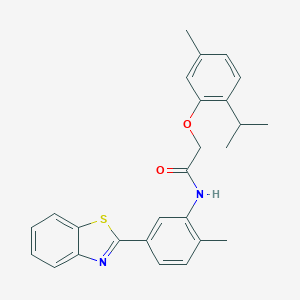 molecular formula C26H26N2O2S B342803 N-[5-(1,3-benzothiazol-2-yl)-2-methylphenyl]-2-(2-isopropyl-5-methylphenoxy)acetamide 