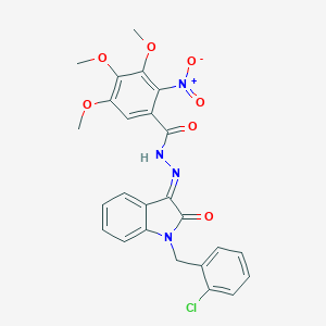 N-[(E)-[1-[(2-chlorophenyl)methyl]-2-oxoindol-3-ylidene]amino]-3,4,5-trimethoxy-2-nitrobenzamide