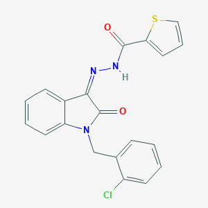 molecular formula C20H14ClN3O2S B342826 N-[(Z)-[1-[(2-chlorophenyl)methyl]-2-oxoindol-3-ylidene]amino]thiophene-2-carboxamide 