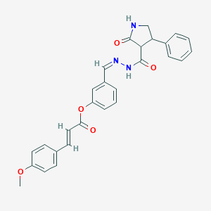 molecular formula C28H25N3O5 B342827 [3-[(Z)-[(2-oxo-4-phenylpyrrolidine-3-carbonyl)hydrazinylidene]methyl]phenyl] (E)-3-(4-methoxyphenyl)prop-2-enoate 