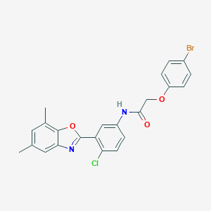 2-(4-bromophenoxy)-N-[4-chloro-3-(5,7-dimethyl-1,3-benzoxazol-2-yl)phenyl]acetamide