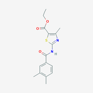 molecular formula C16H18N2O3S B342844 Ethyl 2-[(3,4-dimethylbenzoyl)amino]-4-methyl-1,3-thiazole-5-carboxylate 