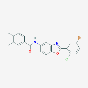 N-[2-(5-bromo-2-chlorophenyl)-1,3-benzoxazol-5-yl]-3,4-dimethylbenzamide