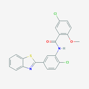 molecular formula C21H14Cl2N2O2S B342866 N-[5-(1,3-benzothiazol-2-yl)-2-chlorophenyl]-5-chloro-2-methoxybenzamide 