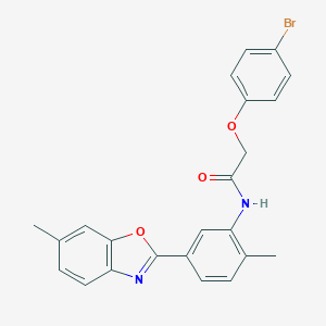 2-(4-bromophenoxy)-N-[2-methyl-5-(6-methyl-1,3-benzoxazol-2-yl)phenyl]acetamide