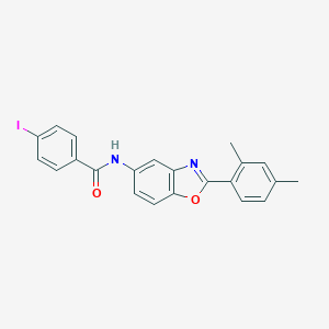 molecular formula C22H17IN2O2 B342886 N-[2-(2,4-dimethylphenyl)-1,3-benzoxazol-5-yl]-4-iodobenzamide 