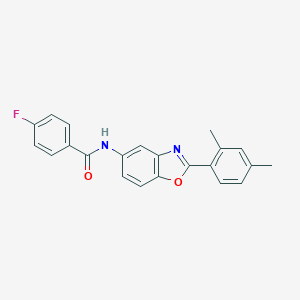 molecular formula C22H17FN2O2 B342888 N-[2-(2,4-dimethylphenyl)-1,3-benzoxazol-5-yl]-4-fluorobenzamide 