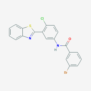 molecular formula C20H12BrClN2OS B342892 N-[3-(1,3-benzothiazol-2-yl)-4-chlorophenyl]-3-bromobenzamide 