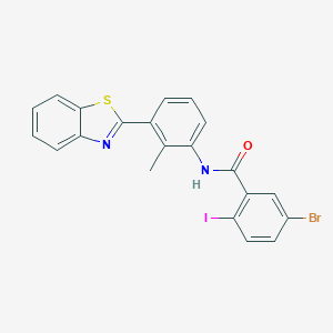 molecular formula C21H14BrIN2OS B342894 N-[3-(1,3-benzothiazol-2-yl)-2-methylphenyl]-5-bromo-2-iodobenzamide 