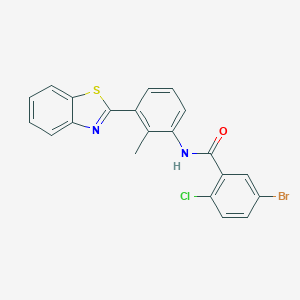 molecular formula C21H14BrClN2OS B342895 N-[3-(1,3-benzothiazol-2-yl)-2-methylphenyl]-5-bromo-2-chlorobenzamide 