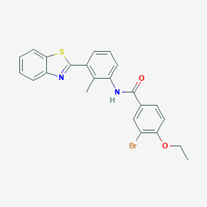 molecular formula C23H19BrN2O2S B342897 N-[3-(1,3-benzothiazol-2-yl)-2-methylphenyl]-3-bromo-4-ethoxybenzamide 