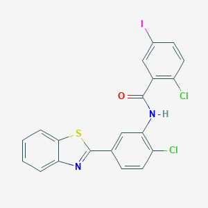 molecular formula C20H11Cl2IN2OS B342904 N-[5-(1,3-benzothiazol-2-yl)-2-chlorophenyl]-2-chloro-5-iodobenzamide 
