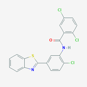 molecular formula C20H11Cl3N2OS B342906 N-[5-(1,3-benzothiazol-2-yl)-2-chlorophenyl]-2,5-dichlorobenzamide 