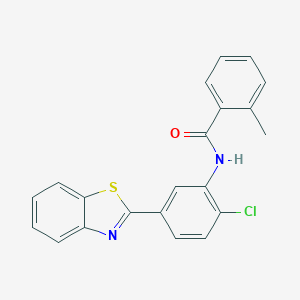 molecular formula C21H15ClN2OS B342909 N-[5-(1,3-benzothiazol-2-yl)-2-chlorophenyl]-2-methylbenzamide 