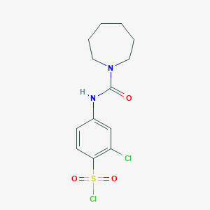molecular formula C13H16Cl2N2O3S B3429155 4-(Azepane-1-carbonylamino)-2-chlorobenzenesulfonyl chloride CAS No. 728864-62-8