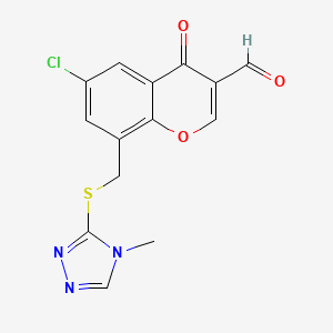 6-chloro-8-{[(4-methyl-4H-1,2,4-triazol-3-yl)sulfanyl]methyl}-4-oxo-4H-chromene-3-carbaldehyde
