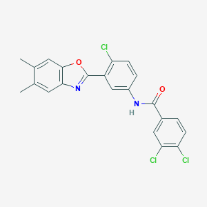 molecular formula C22H15Cl3N2O2 B342929 3,4-dichloro-N-[4-chloro-3-(5,6-dimethyl-1,3-benzoxazol-2-yl)phenyl]benzamide 