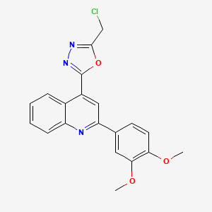 molecular formula C20H16ClN3O3 B3429401 4-[5-(Chloromethyl)-1,3,4-oxadiazol-2-yl]-2-(3,4-dimethoxyphenyl)quinoline CAS No. 743442-09-3