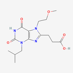 molecular formula C15H22N4O5 B3429414 3-[7-(2-methoxyethyl)-3-(2-methylpropyl)-2,6-dioxo-2,3,6,7-tetrahydro-1H-purin-8-yl]propanoic acid CAS No. 743444-29-3