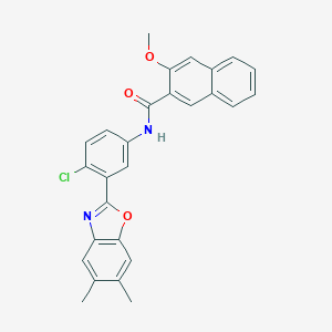 molecular formula C27H21ClN2O3 B342943 N-[4-chloro-3-(5,6-dimethyl-1,3-benzoxazol-2-yl)phenyl]-3-methoxy-2-naphthamide 