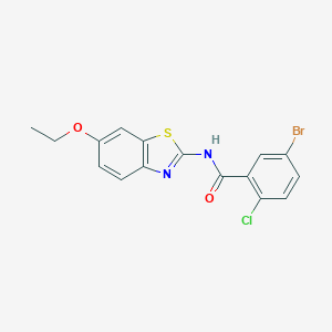 molecular formula C16H12BrClN2O2S B342951 5-bromo-2-chloro-N-(6-ethoxy-1,3-benzothiazol-2-yl)benzamide 
