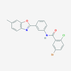 molecular formula C21H14BrClN2O2 B342965 5-bromo-2-chloro-N-[3-(6-methyl-1,3-benzoxazol-2-yl)phenyl]benzamide 