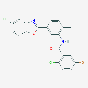 molecular formula C21H13BrCl2N2O2 B342967 5-bromo-2-chloro-N-[5-(5-chloro-1,3-benzoxazol-2-yl)-2-methylphenyl]benzamide 