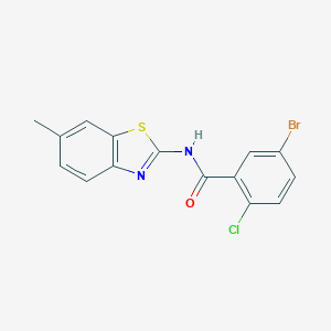 molecular formula C15H10BrClN2OS B342969 5-bromo-2-chloro-N-(6-methyl-1,3-benzothiazol-2-yl)benzamide 