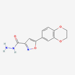 molecular formula C12H11N3O4 B3429718 5-(2,3-Dihydrobenzo[B][1,4]dioxin-7-YL)isoxazole-3-carbohydrazide CAS No. 763109-45-1