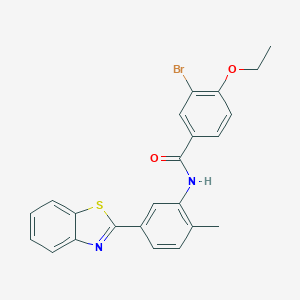 molecular formula C23H19BrN2O2S B342973 N-[5-(1,3-benzothiazol-2-yl)-2-methylphenyl]-3-bromo-4-ethoxybenzamide 