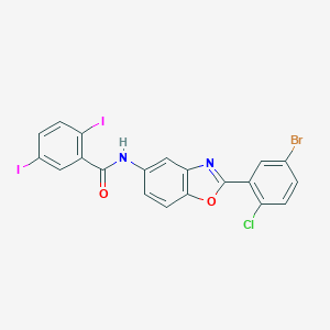 molecular formula C20H10BrClI2N2O2 B342976 N-[2-(5-Bromo-2-chloro-phenyl)-benzooxazol-5-yl]-2,5-diiodo-benzamide 