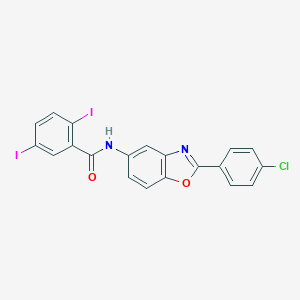 molecular formula C20H11ClI2N2O2 B342978 N-[2-(4-chlorophenyl)-1,3-benzoxazol-5-yl]-2,5-diiodobenzamide 